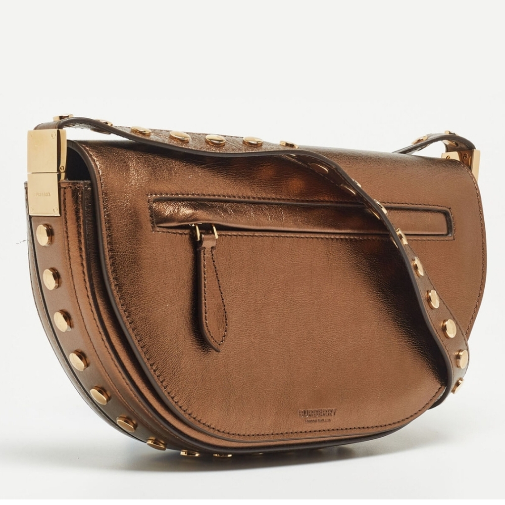 BURBERRY Bronze Leather Small Olympia Shoulder Bag